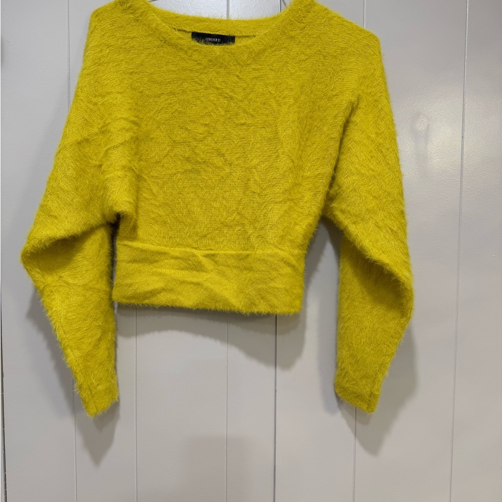 Forever 21 Citron Yellow Knit Sweater Women’s Small NWT Long Sleeve Pullover Top - Picture 3 of 7